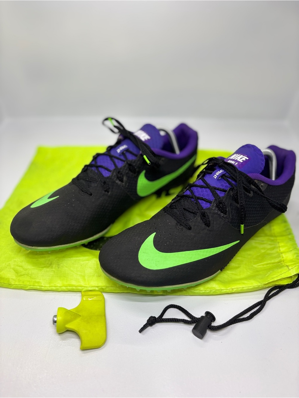Nike Zoom Rival S 8 Sprint Track Spikes Men’s 12 Black Purple Green - Picture 2 of 13